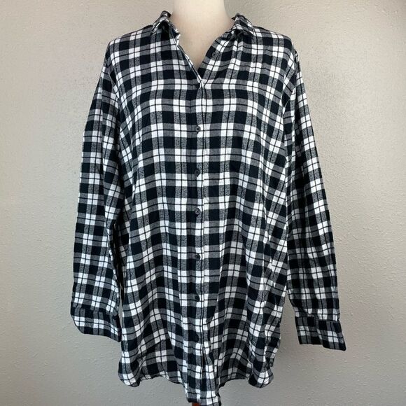 Free Press Plaid Flannel Button Down Shirt Size L EUC - Picture 1 of 8
